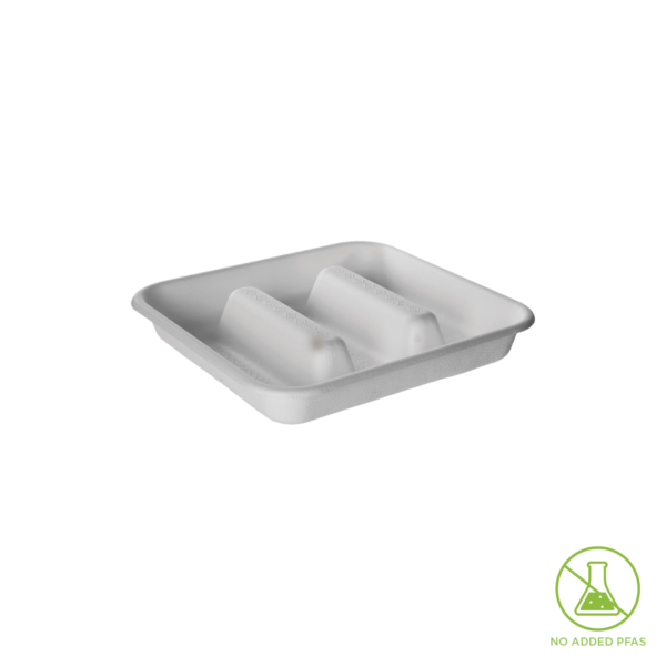 7 INCH TACO SUGARCANE TRAY 3 COMPARTMENT